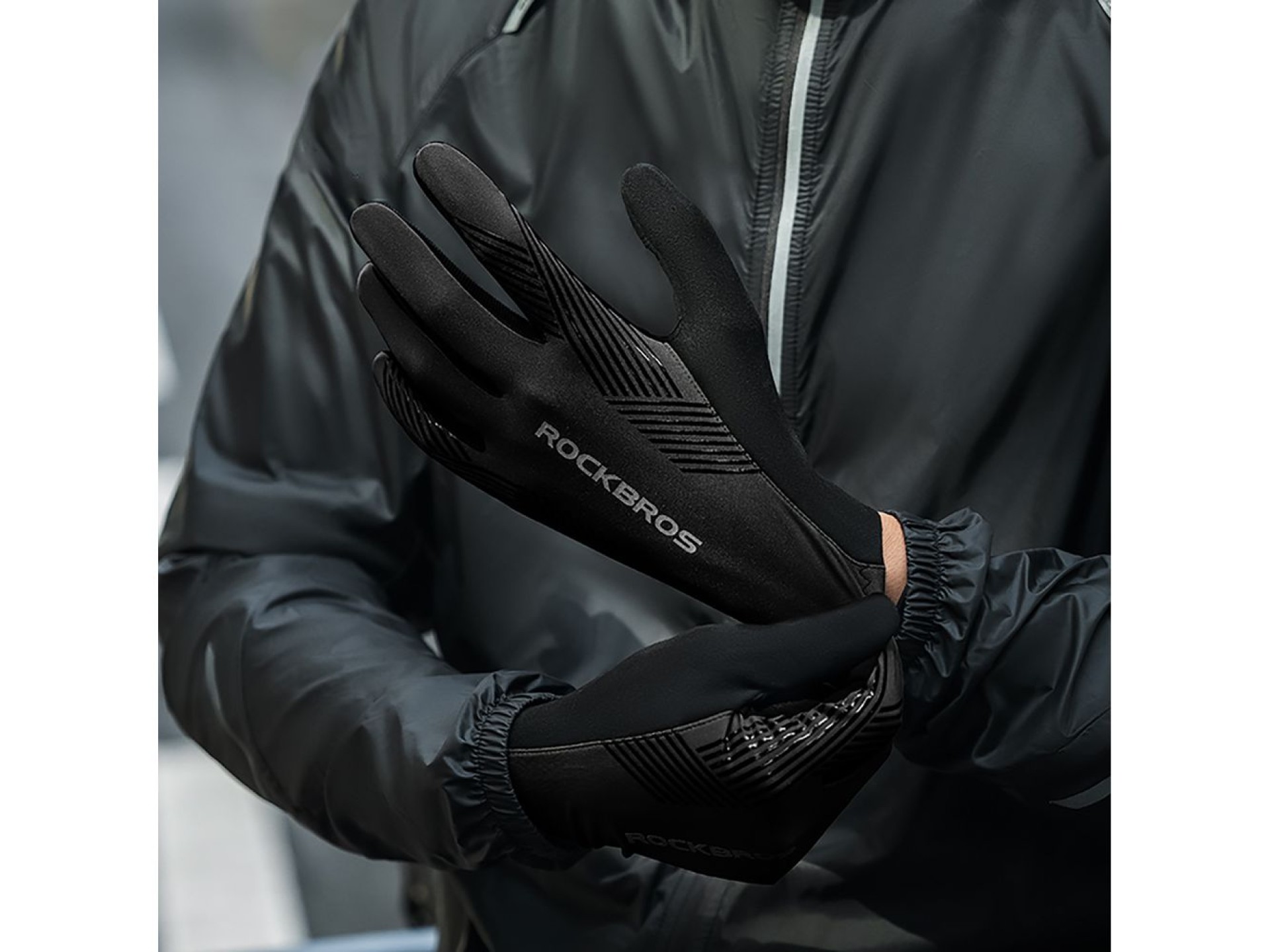 Rockbros cycling gloves spring/summer/autumn, full, size: L - black