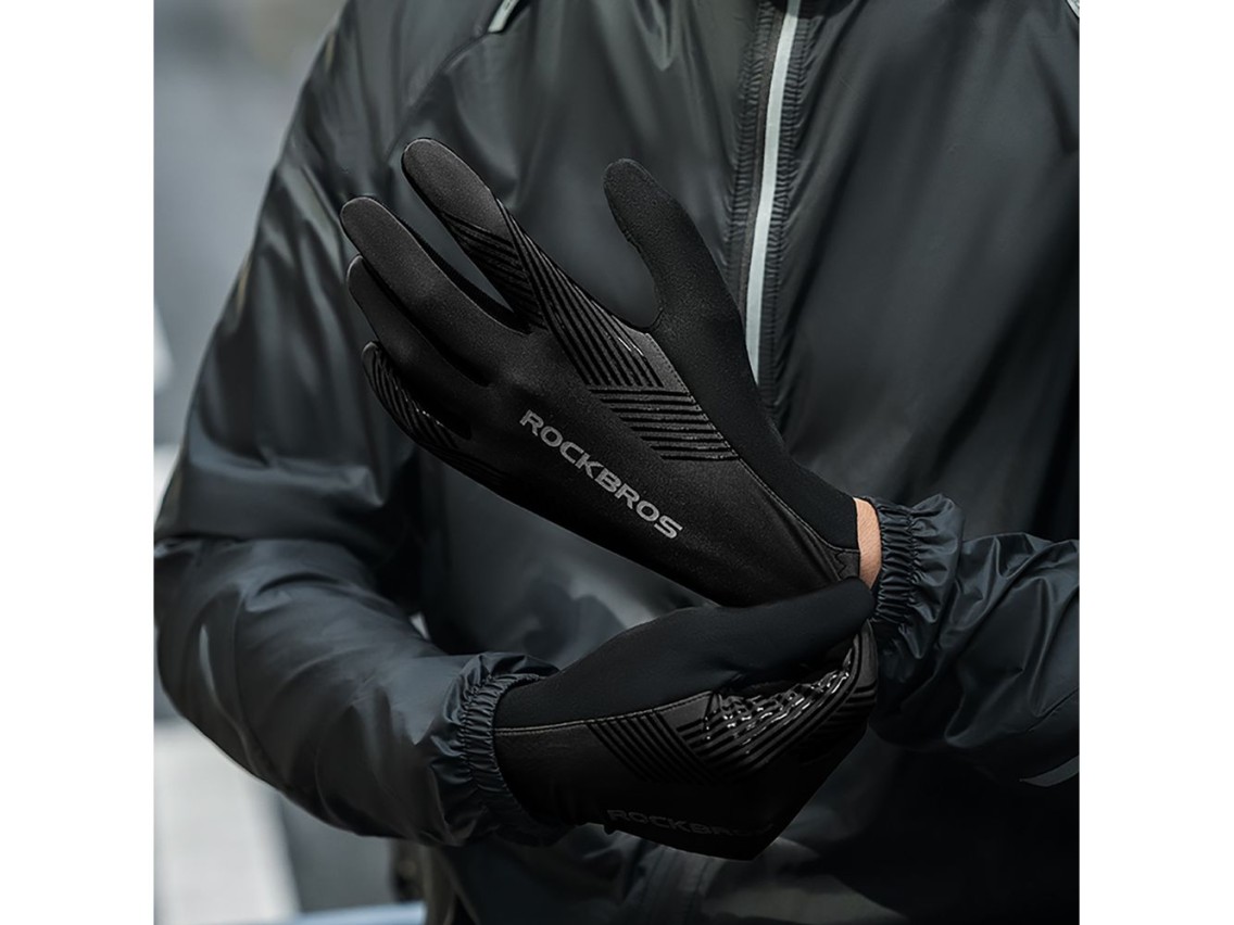 Rockbros cycling gloves spring/summer/autumn, full, size: XXL - black