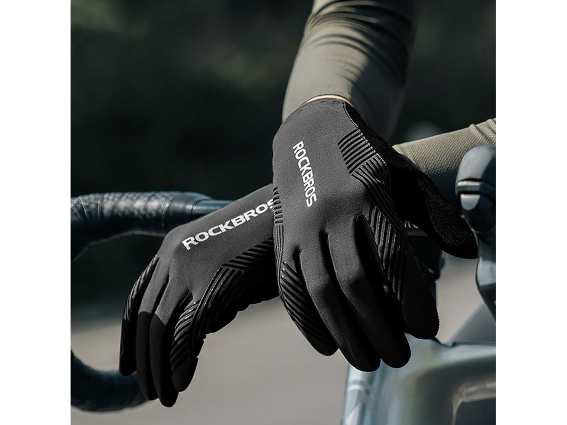 Guantes de ciclismo Rockbros primavera/verano/otoño, largos, talla: XL - negro