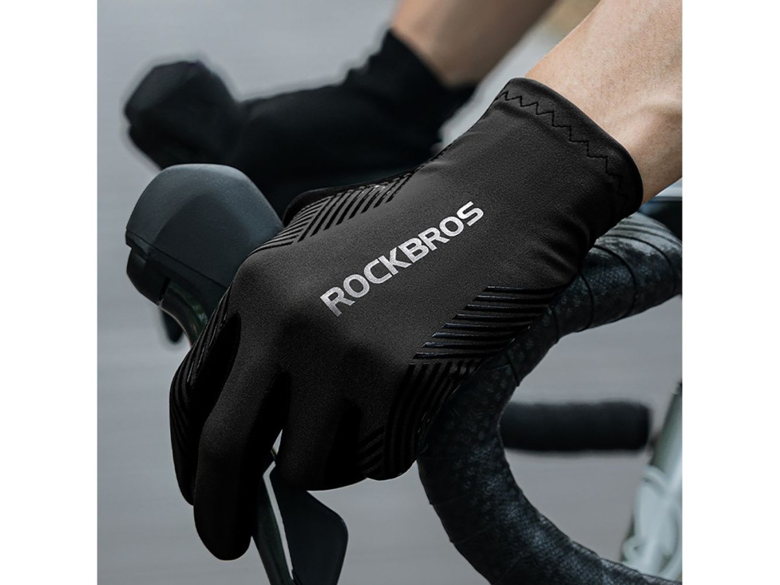 Guantes de ciclismo Rockbros primavera/verano/otoño, largos, talla: XL - negro