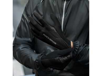 Rockbros cycling gloves spring/summer/autumn, full, size: XL - black Rockbros cycling gloves spring/summer/autumn, full, size: XL - black