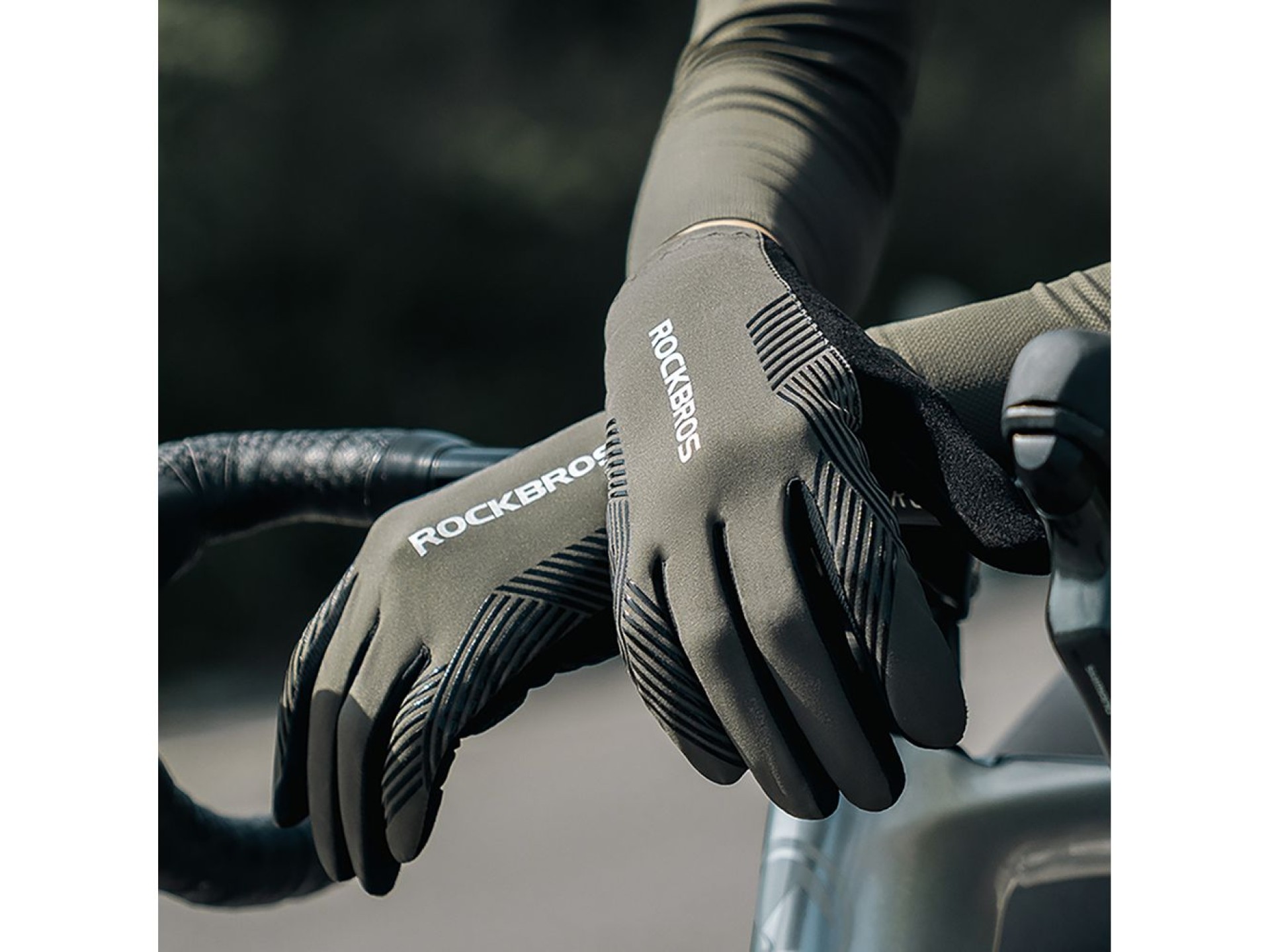 Luvas de ciclismo Rockbros primavera/verão/outono, tamanho XL - verde