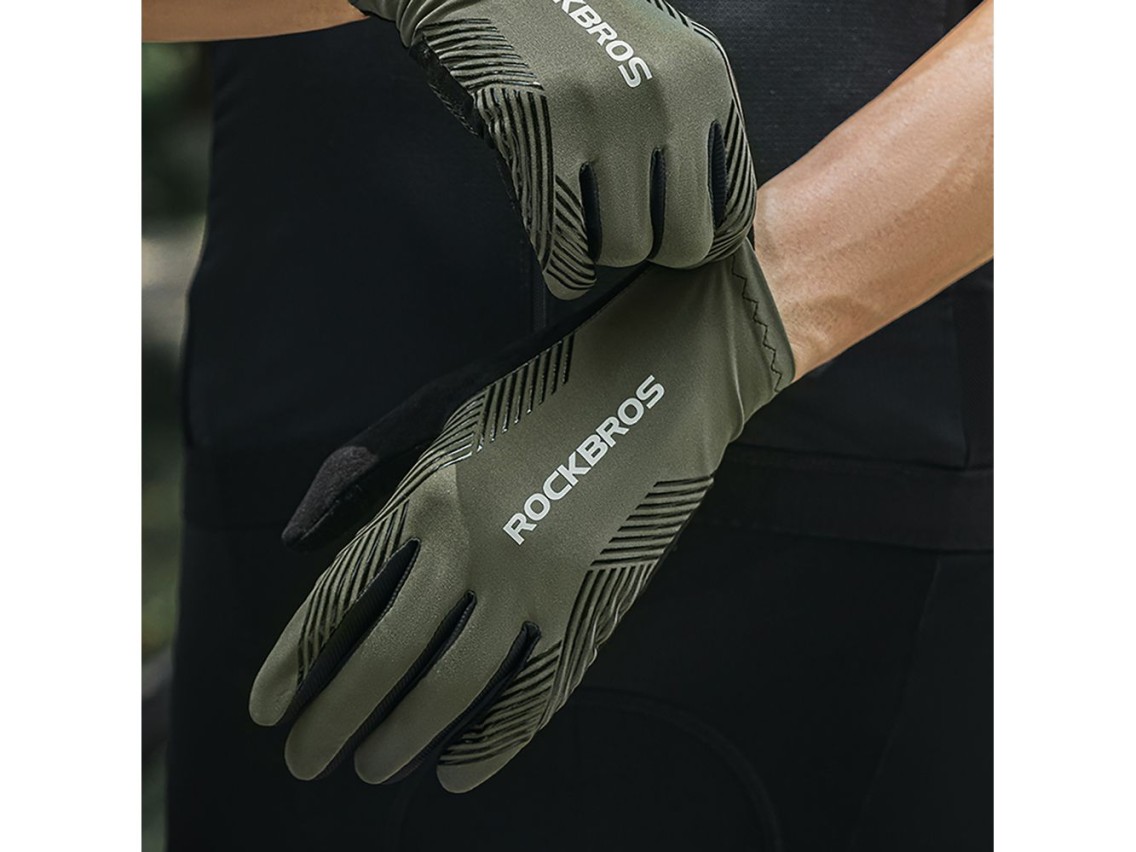 Guantes de ciclismo Rockbros primavera/verano/otoño, largos, talla: XXL - verde