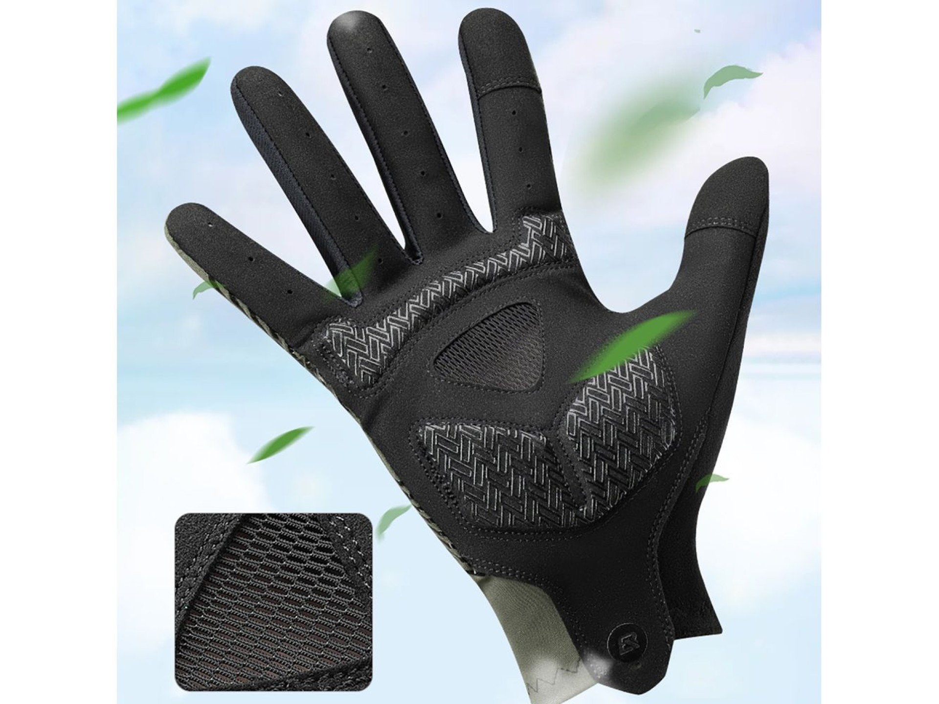 Luvas de ciclismo Rockbros primavera/verão/outono, tamanho G (L) - verde