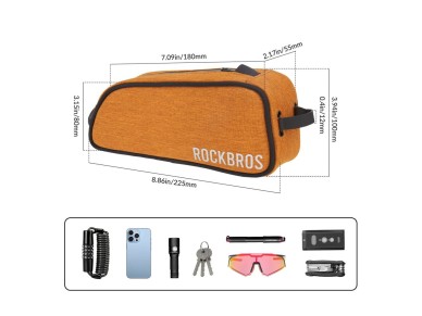 Rockbros 30120045004 ROAD TO SKY bicycle bag for the top frame tube, waterproof, 0.7L - orange Rockbros 30120045004 ROAD TO SKY bicycle bag for the top frame tube, waterproof, 0.7L - orange