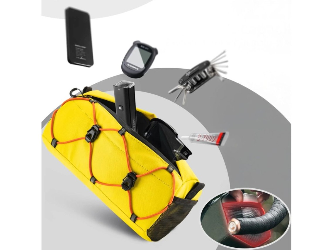 Bolsa de guidão para bicicleta Rockbros 30110054006, 2,2L - Amarela