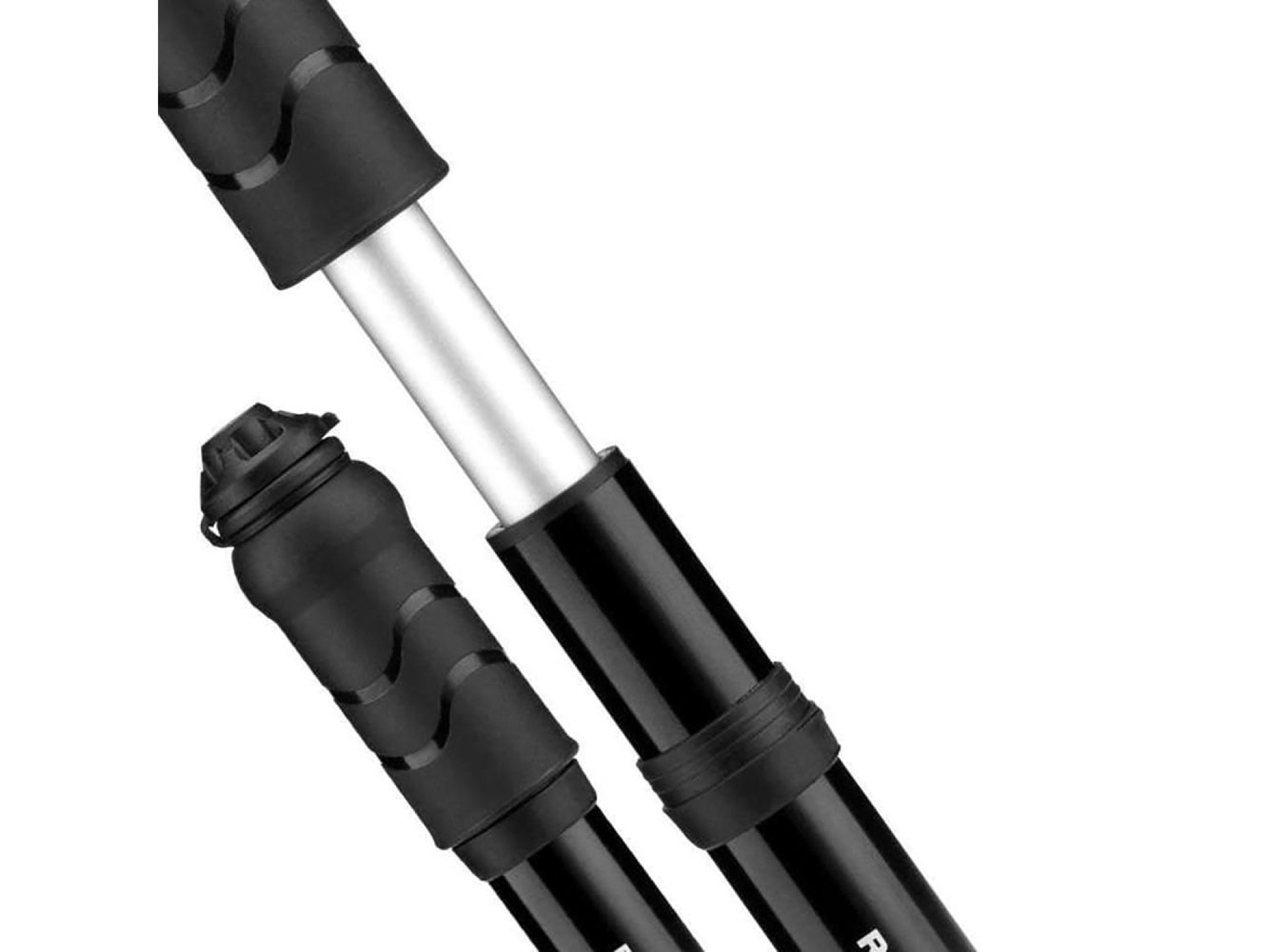 Mini bomba manual para bicicleta Rockbros 810PCS-HP com mangueiras Presta e Schrader - Preta