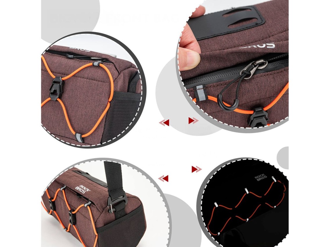 Rockbros 30110054003 Handlebar Bicycle Bag 2.2L - Brown