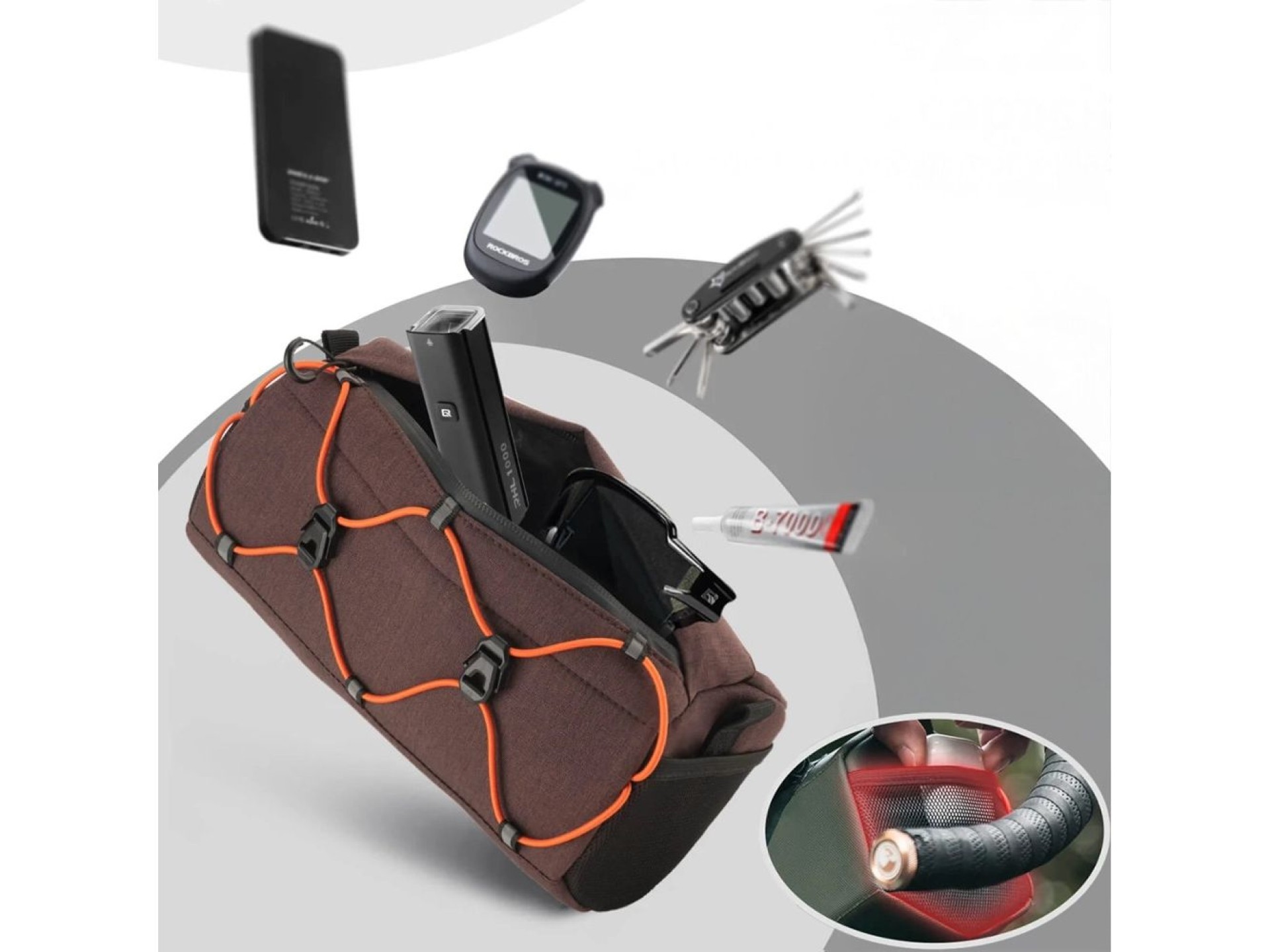 Rockbros 30110054003 Handlebar Bicycle Bag 2.2L - Brown