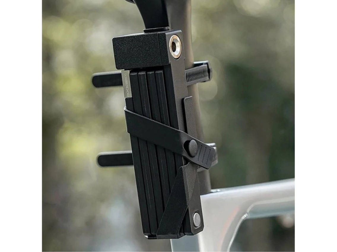 Cadeado dobrável para bicicleta Rockbros 32140003001 com chave e alça, 88 cm - preto