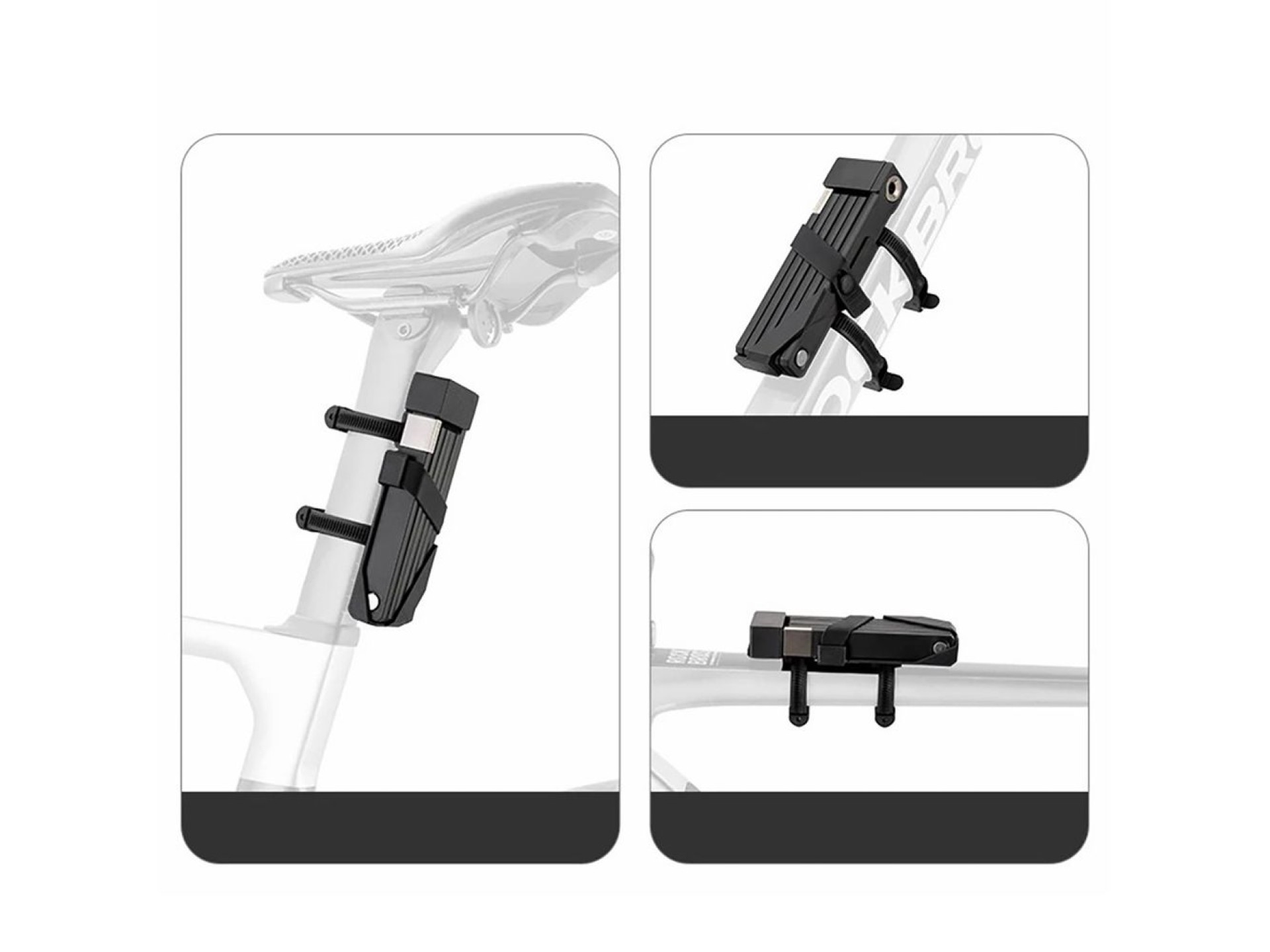 Cadeado dobrável para bicicleta Rockbros 32140003001 com chave e alça, 88 cm - preto