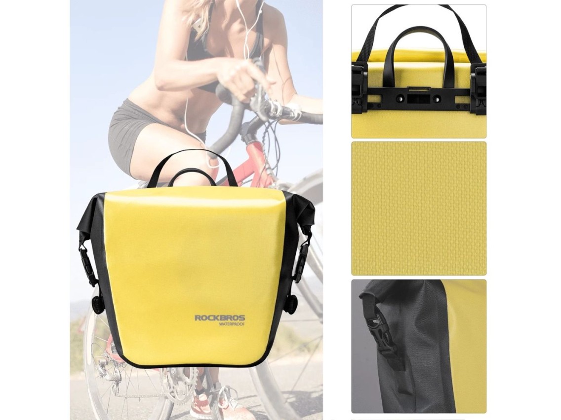 Bolsa impermeável para bicicleta Rockbros AS-003-1Y com alça de ombro, montagem frontal/traseira, 10