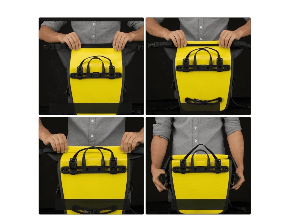 Bolsa impermeável para bicicleta Rockbros AS-003-1Y com alça de ombro, montagem frontal/traseira, 10