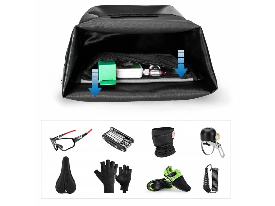 Bolsa impermeable para bicicleta Rockbros AS-003-1BK con correa para el hombro, montaje delantero/tr