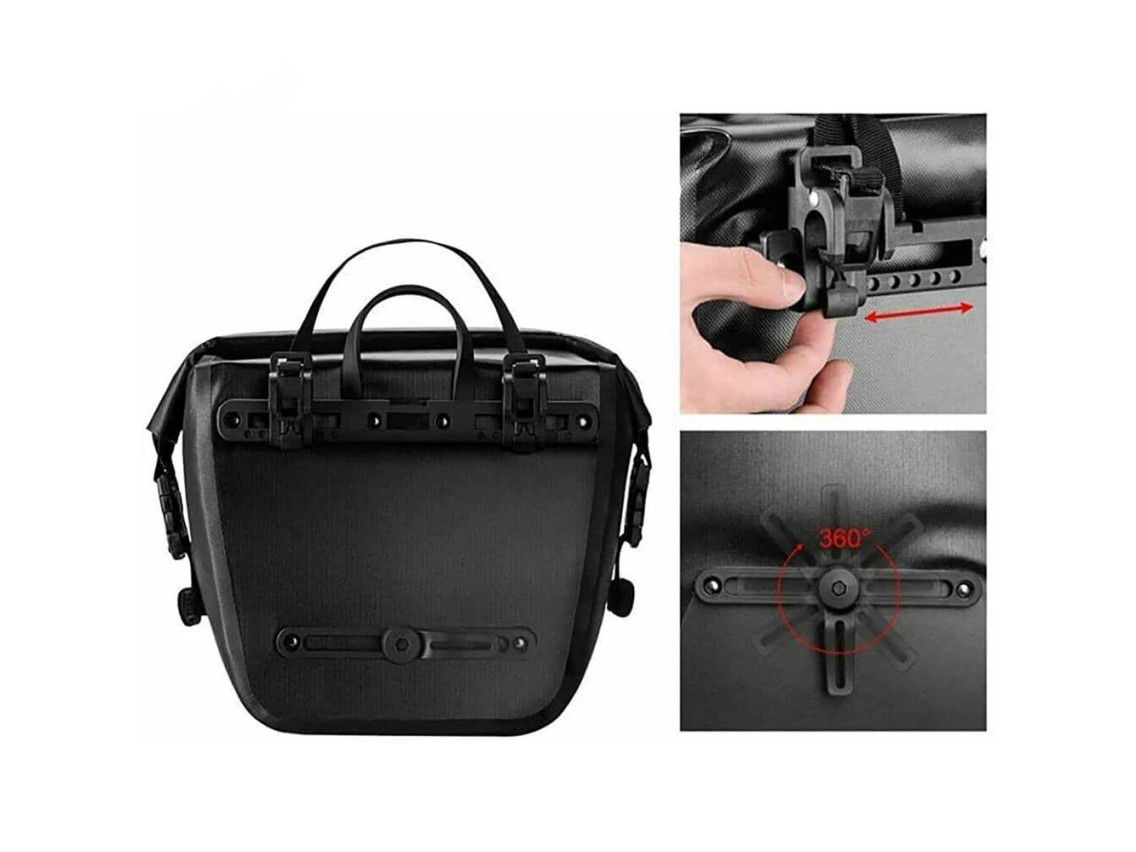Bolsa impermeable para bicicleta Rockbros AS-003-1BK con correa para el hombro, montaje delantero/tr