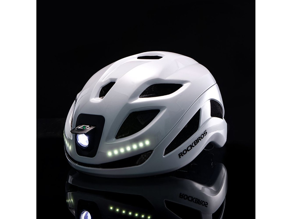 Rockbros ZK-077 Bicycle Helmet with Integrated Multi-Directional Lighting 57-61 cm - White