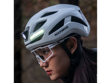 Rockbros ZK-077 Bicycle Helmet with Integrated Multi-Directional Lighting 57-61 cm - White