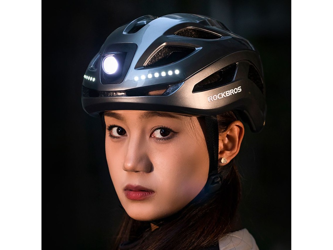 Capacete de ciclismo Rockbros ZK-077 com iluminação multidirecional integrada, tamanhos 57-61 cm - P