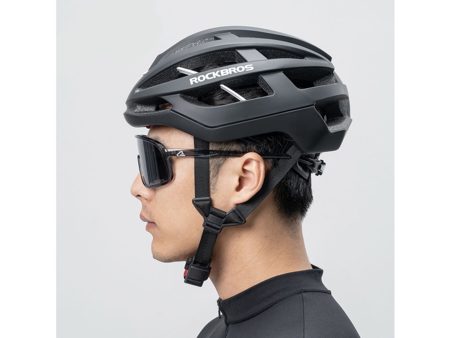 Capacete de ciclismo Rockbros HC-58BK-L, tamanhos 58-61 cm - Preto e Cinza