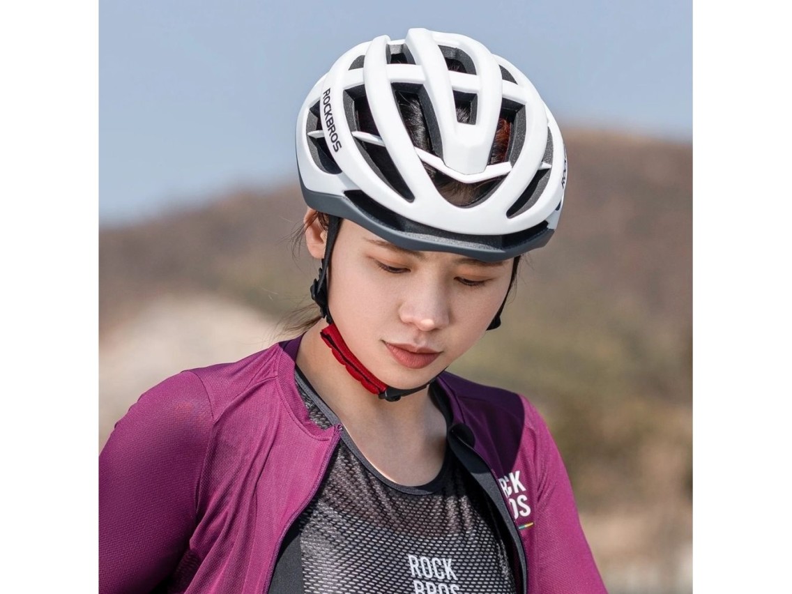 Capacete de ciclismo Rockbros HC-58WG-M, tamanho 55-58 cm - Branco-Cinza