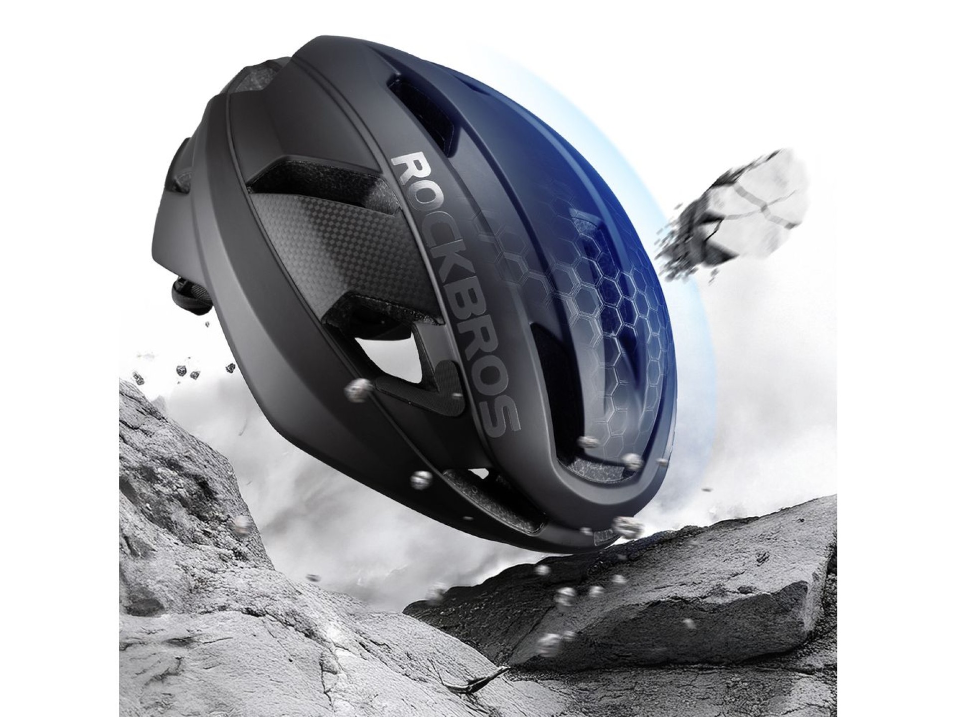 Capacete de ciclismo Rockbros LK-15 em fibra de carbono, tamanhos 58-62 cm - Preto