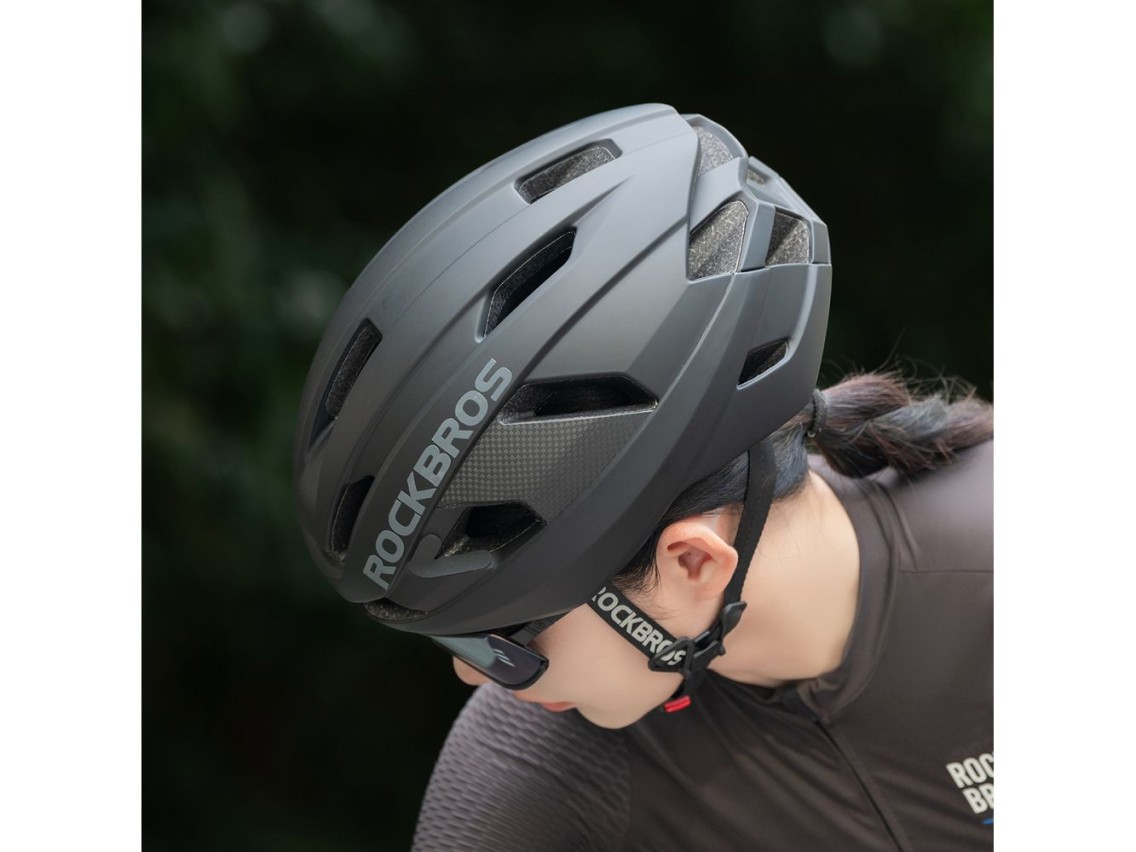 Capacete de ciclismo Rockbros LK-15 em fibra de carbono, tamanhos 58-62 cm - Preto