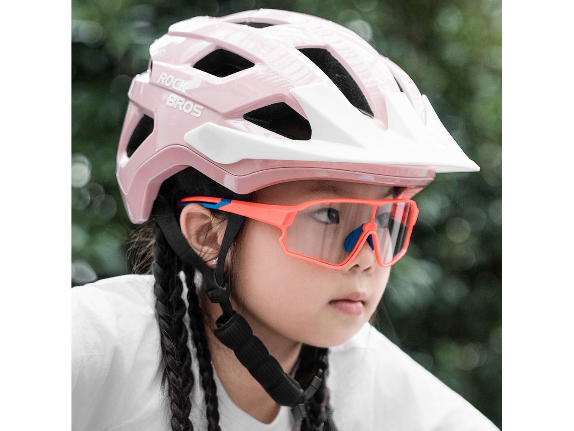 Capacete de ciclismo juvenil Rockbros LK-67 com viseira removível, tamanhos 54 a 58 cm - Rosa
