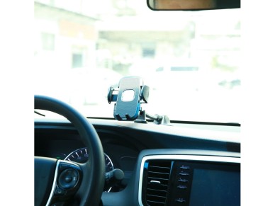 Joyroom car phone holder with flexible arm for dashboard or windshield, black (JR-ZS259)
