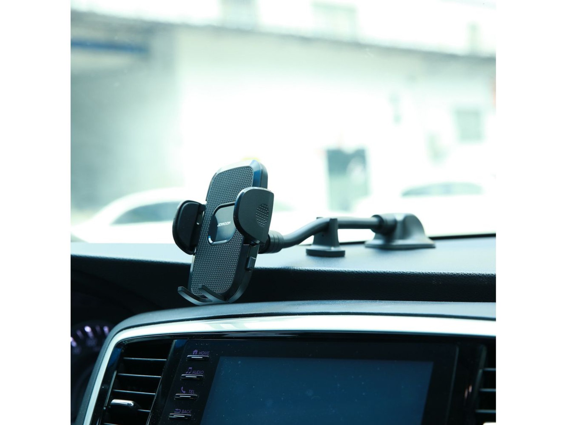 Suporte para celular veicular Joyroom com braço flexível para painel ou para-brisa, preto (JR-ZS259)