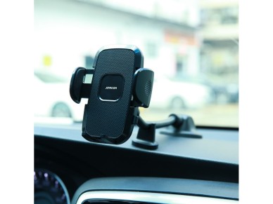 Joyroom car phone holder with flexible arm for dashboard or windshield, black (JR-ZS259)