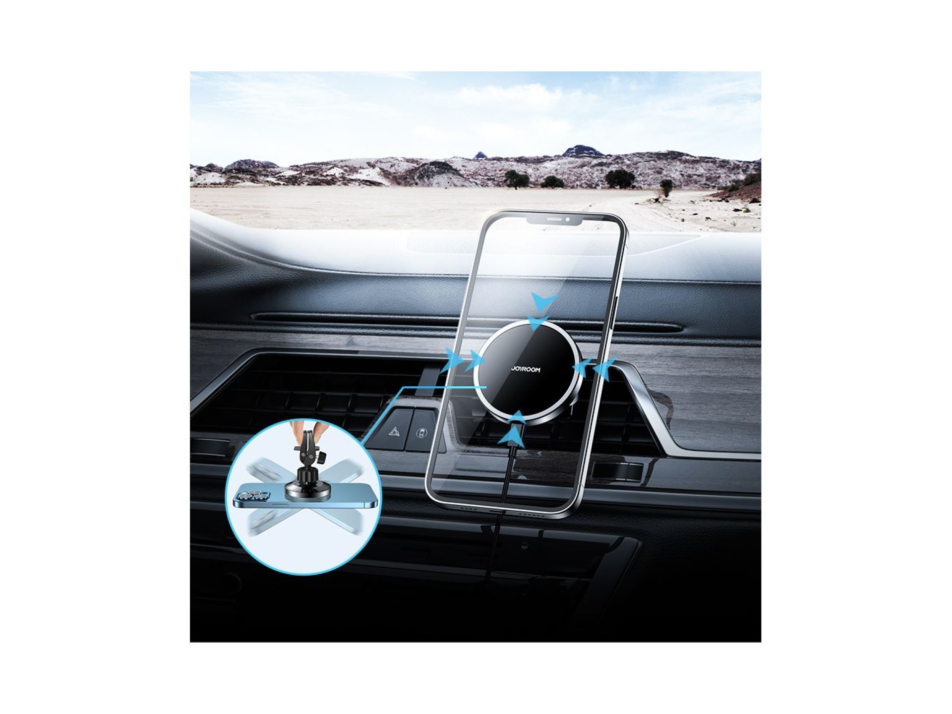 Soporte magnético para coche Joyroom con cargador inalámbrico inductivo Qi de 15 W (compatible con M
