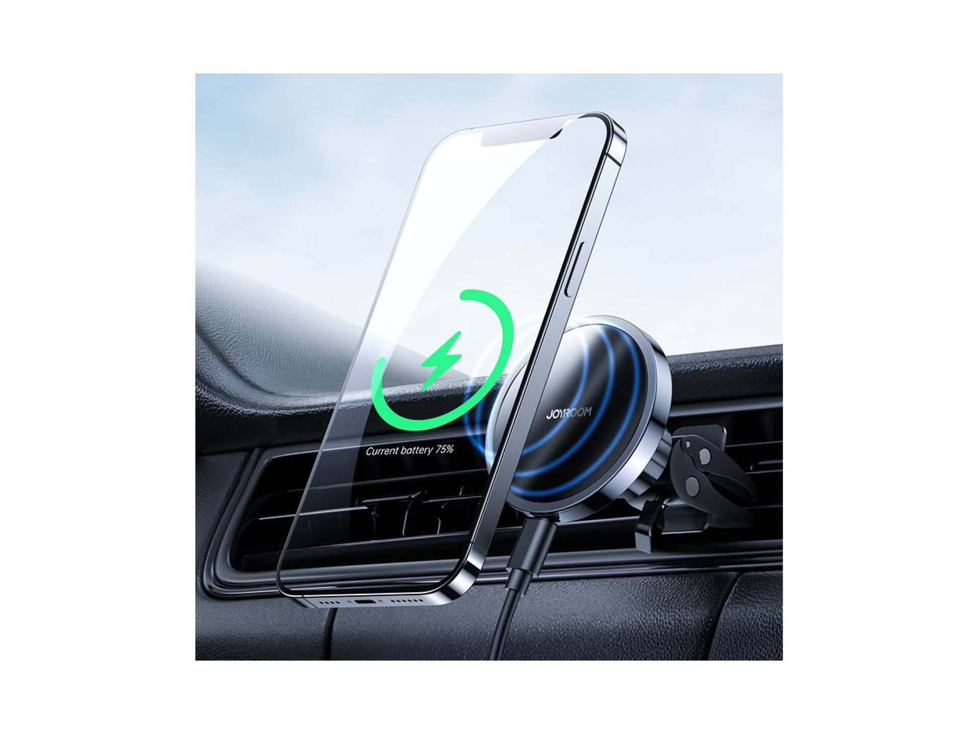 Soporte magnético para coche Joyroom con cargador inalámbrico inductivo Qi de 15 W (compatible con M