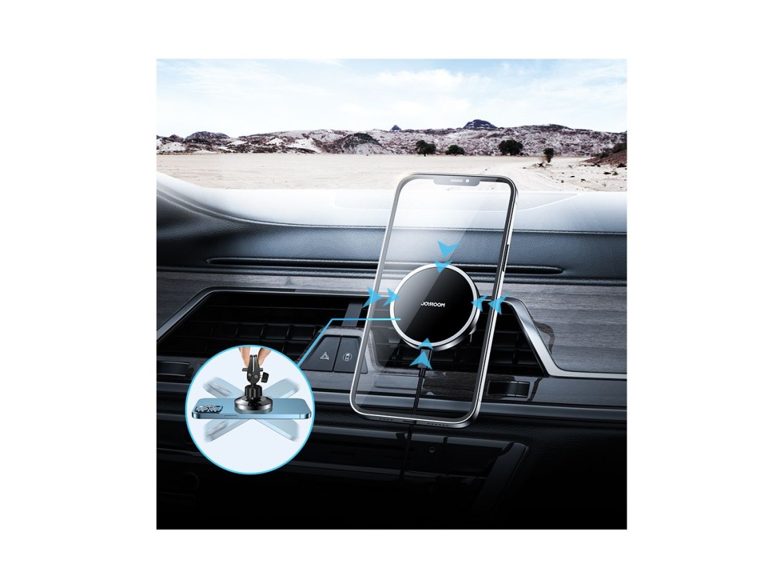 Soporte magnético para coche Joyroom con cargador inalámbrico inductivo Qi de 15 W (compatible con M