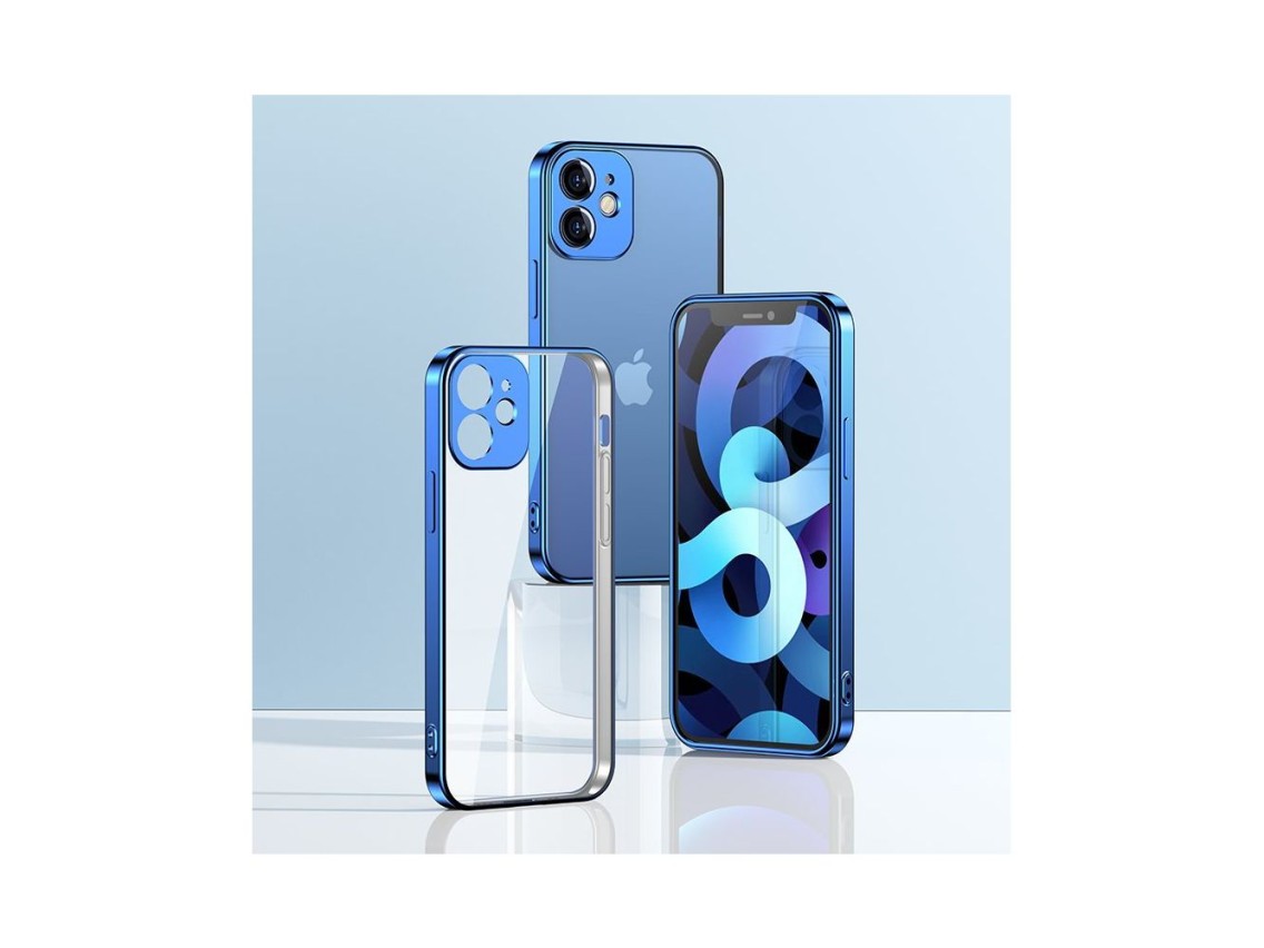 Funda ultrafina Joyroom New Beauty Series con marco galvanizado para iPhone 12 Pro, color azul oscur