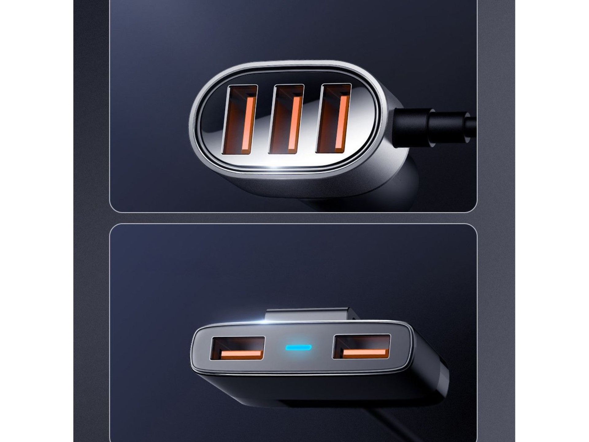 Carregador veicular rápido Joyroom 5x USB 6.2 A com cabo de extensão preto (JR-CL03)