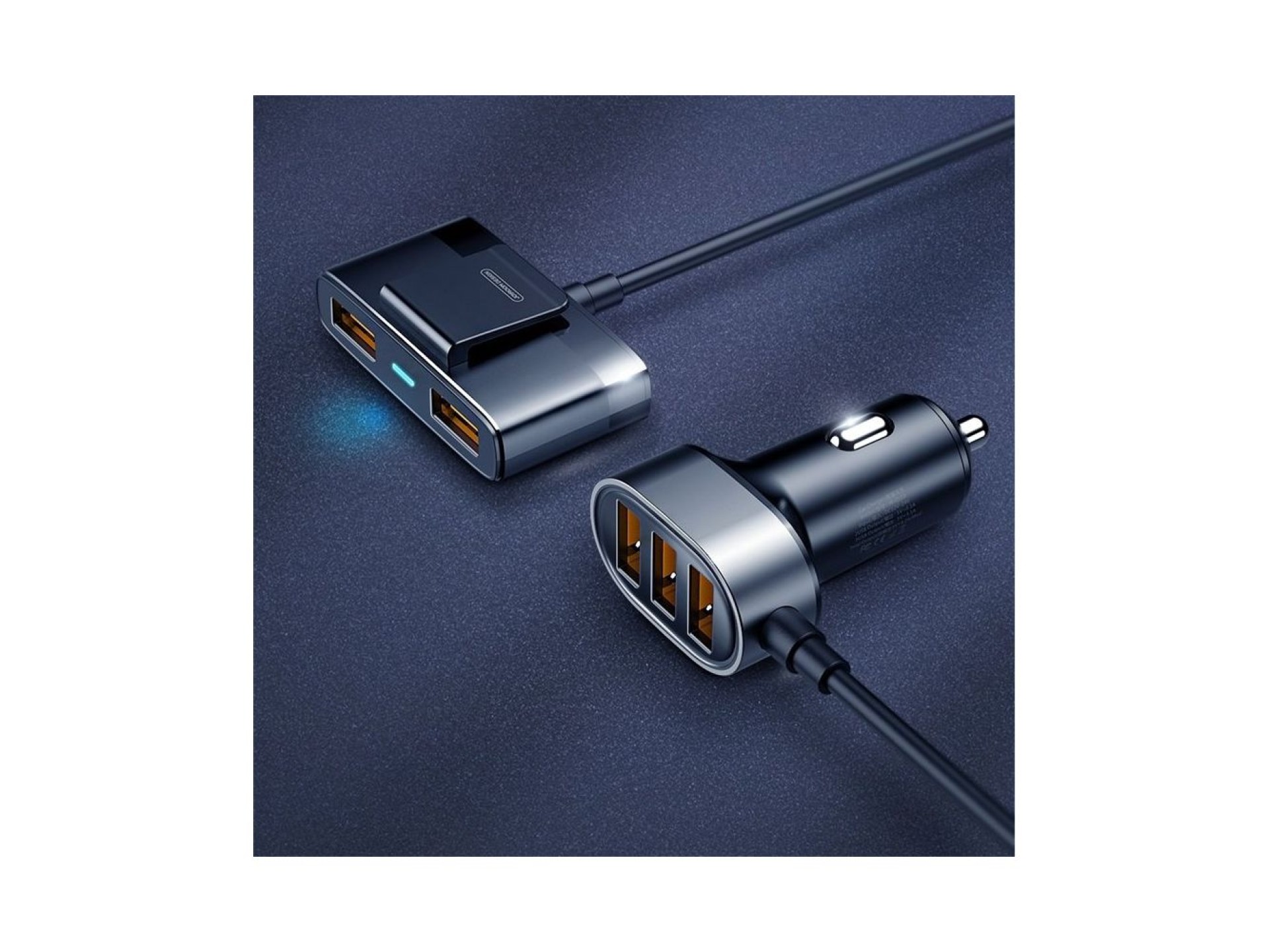 Carregador veicular rápido Joyroom 5x USB 6.2 A com cabo de extensão preto (JR-CL03)