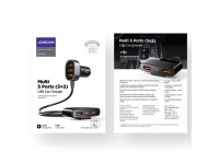 Carregador veicular r�pido Joyroom 5x USB 6.2 A com cabo de extens�o preto (JR-CL03)