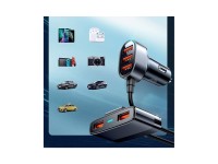 Carregador veicular r�pido Joyroom 5x USB 6.2 A com cabo de extens�o preto (JR-CL03)