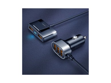 Carregador veicular r�pido Joyroom 5x USB 6.2 A com cabo de extens�o preto (JR-CL03)