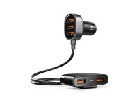Carregador veicular r�pido Joyroom 5x USB 6.2 A com cabo de extens�o preto (JR-CL03)