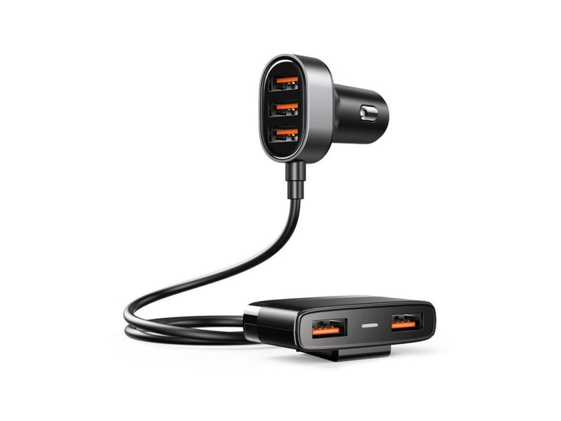 Carregador veicular r�pido Joyroom 5x USB 6.2 A com cabo de extens�o preto (JR-CL03)