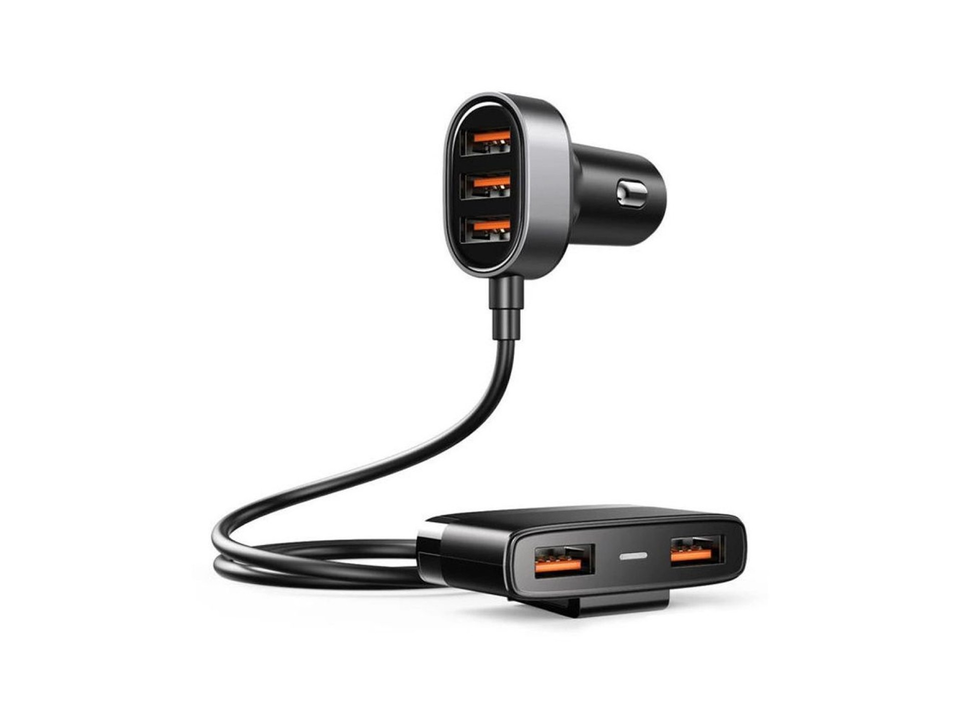 Carregador veicular rápido Joyroom 5x USB 6.2 A com cabo de extensão preto (JR-CL03)