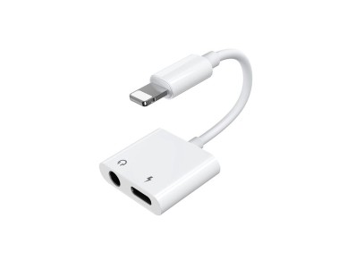Joyroom S-Y104 headphone adapter Lightning - Lightning / mini jack 3.5mm - white