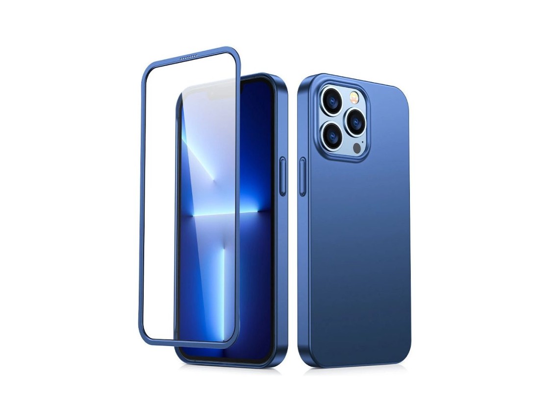 Joyroom 360 Full Case front and back cover for iPhone 13 Pro + tempered glass screen protector blue