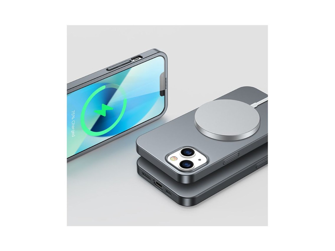 Joyroom 360 Full Case front and back cover for iPhone 13 + tempered glass screen protector grey (JR-