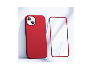 Capa completa Joyroom 360 para iPhone 13+ com película de vidro temperado vermelha (JR-BP927 vermelh Capa completa Joyroom 360 para iPhone 13+ com película de vidro temperado vermelha (JR-BP927 vermelh