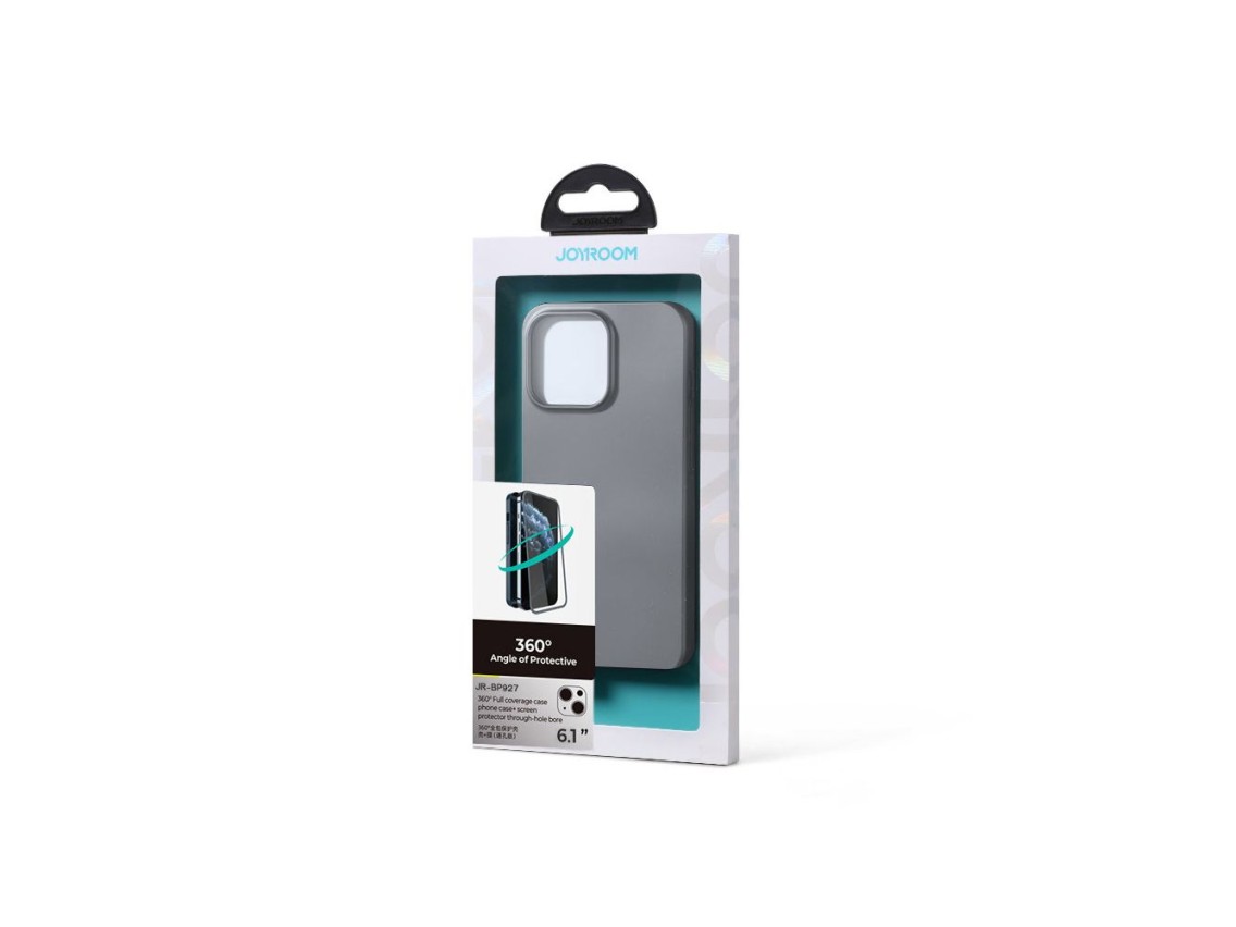 Joyroom 360 Full Case front and back cover for iPhone 13 + tempered glass screen protector grey (JR-