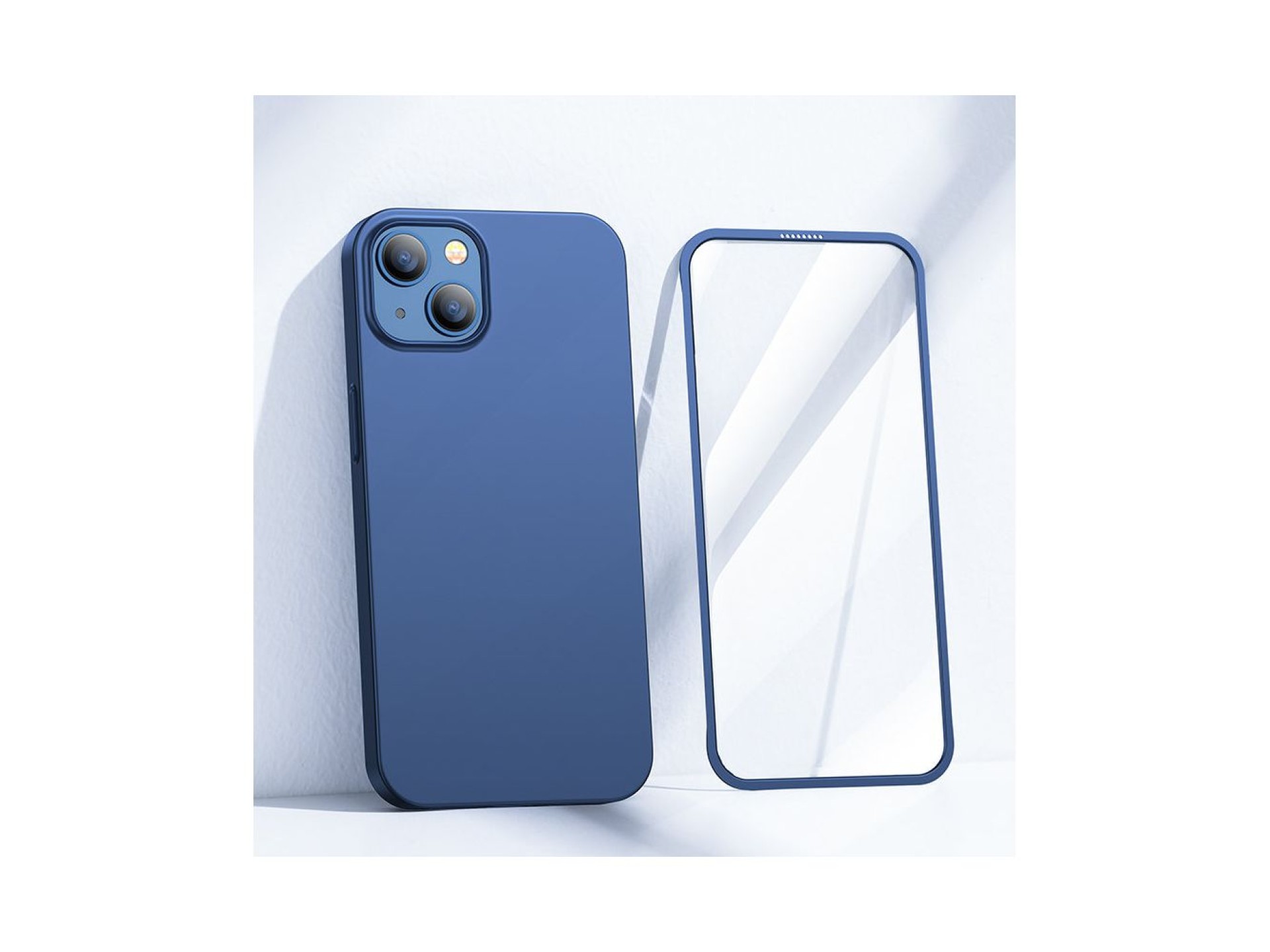 Joyroom 360 Full Case front and back cover for iPhone 13 + tempered glass screen protector blue (JR-