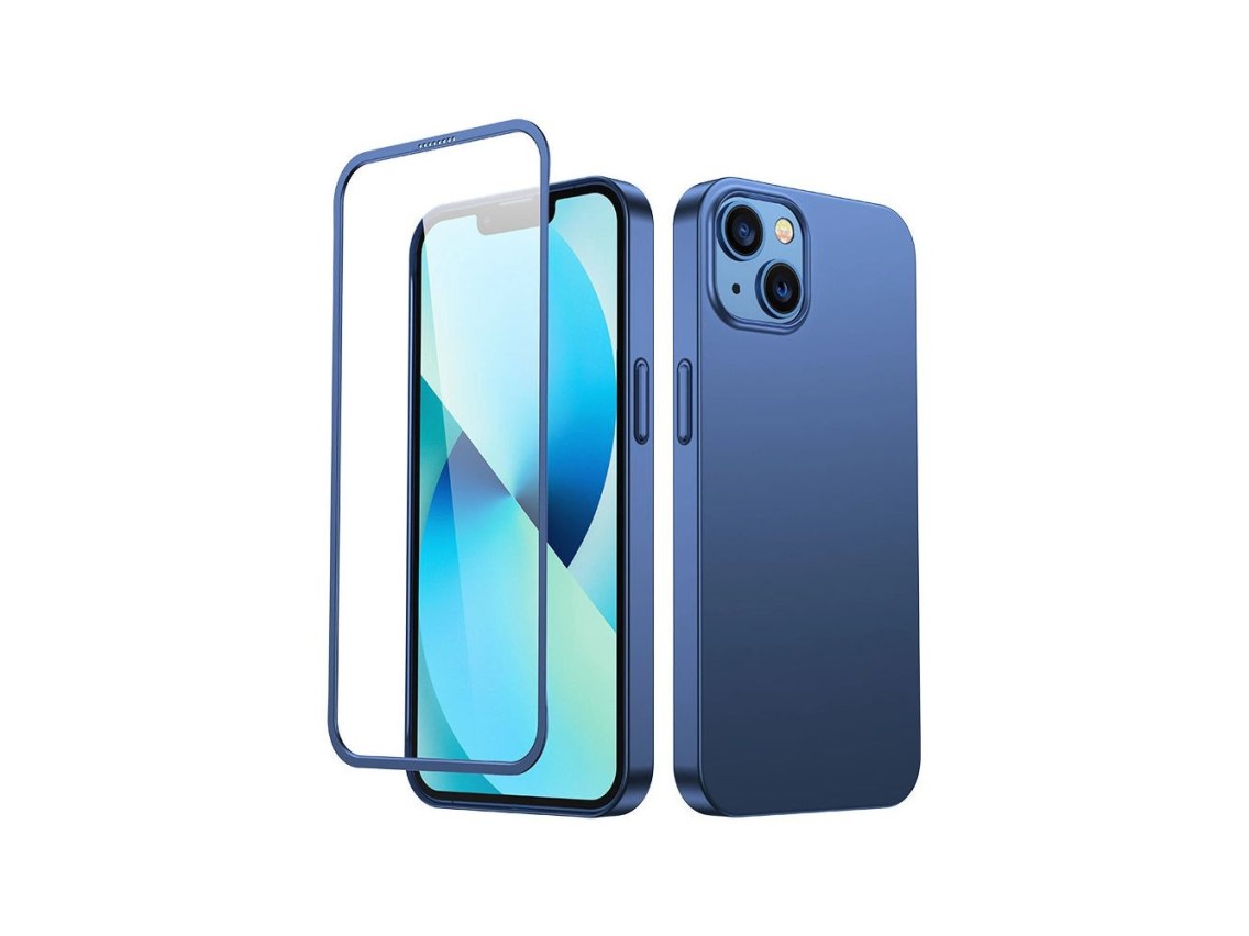 Joyroom 360 Full Case front and back cover for iPhone 13 + tempered glass screen protector blue (JR-