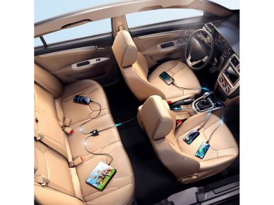 Cargador de coche Joyroom 2xPD + 2xQC3.0 72W 1,5m negro (JR-CL05)